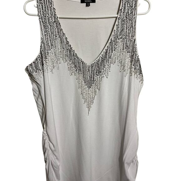 XOXO Women White Silver Beaded Tank Top Camisole V Neck Sleeveless XL - Picture 2 of 9